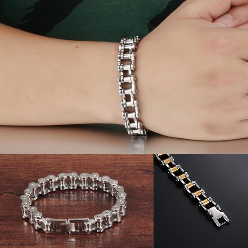 Байкерский мужской браслет из нержавеющей стали, цепочка для мотоцикла, велосипеда, браслеты, ювелирные изделия