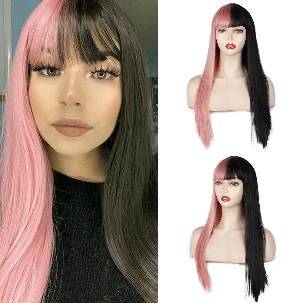 MISSQUEEN Синтетические длинные прямые парики с челкой, мягкие парики для женщин, косплей, вечеринка