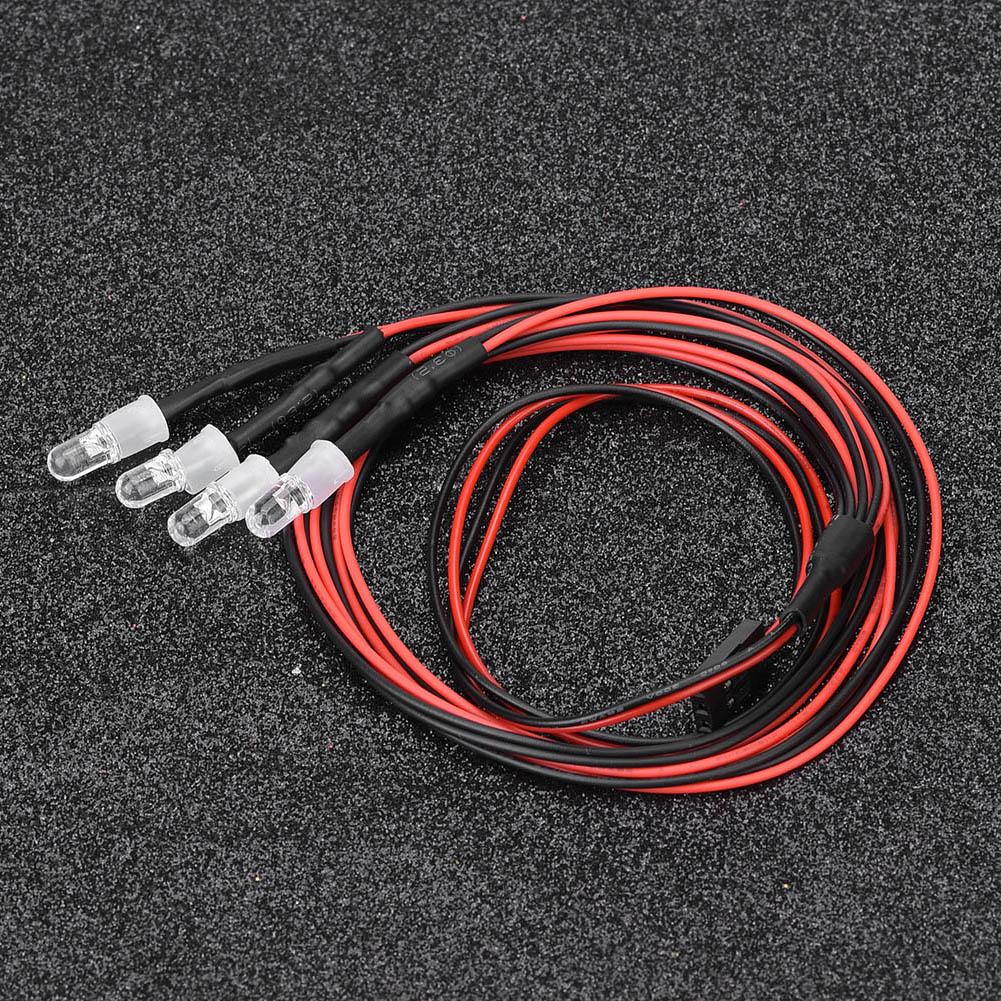 4 шт 5 мм фары RC аксессуар светодиодные фонари для 1/10 модели автомобиля грузовика (13#Белый свет Красный свет)