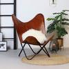 Brown Vintage Leather Arm Butterfly Chair | Genuine Tan Leather Butterfly Chair