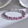 Synthetic Ruby Oval Inlaid Premium Sweet Jewelry Versatile Personality Girls Red Corundum 5 #Bracelet