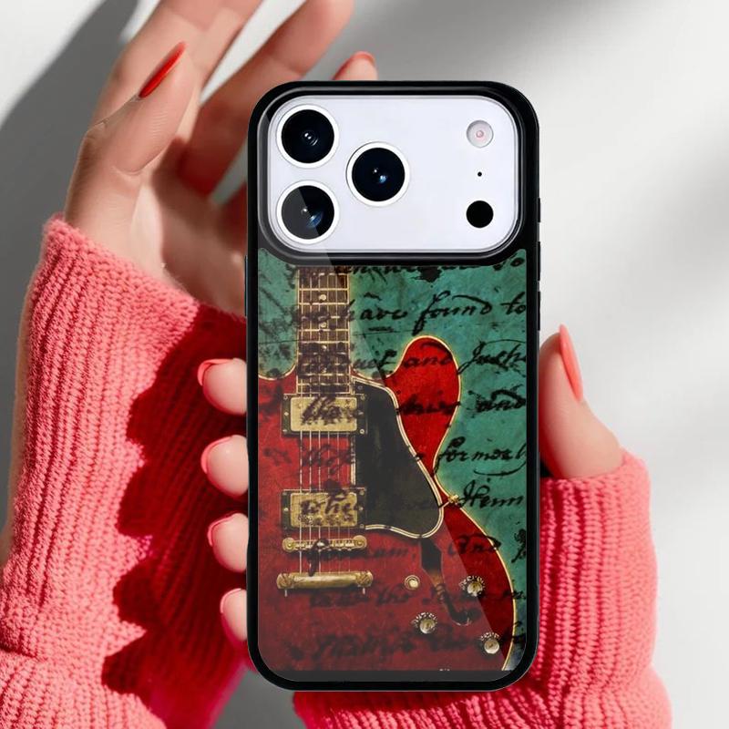 Винтажные Музыкальные Гитары мягкий Чехол для Телефона для iPhone 17 Air 16e 15 14 13 Pro Max Задняя Крышка для 12 11 Pro Coque