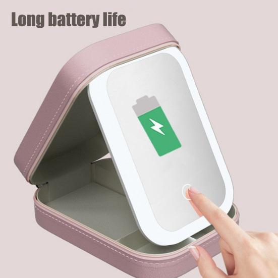 Дорожная косметичка со светодиодным зеркалом, USB-зарядка, 3 цвета, регулируемое косметическое зеркало с подсветкой, портативное дорожное мини-зеркало, футляр для косметики, ювелирные изделия