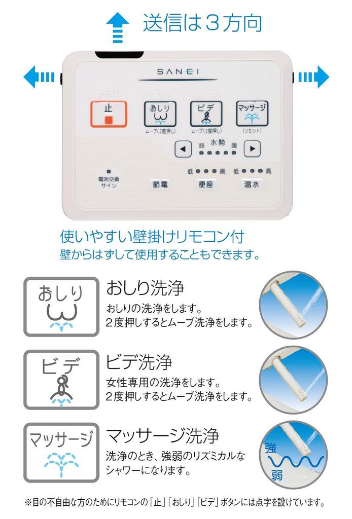 Сиденье для унитаза SANEI Showanza с функцией мытья теплой водой, дезодорирующим эффектом и дистанционным управлением, белое, EW9100-W