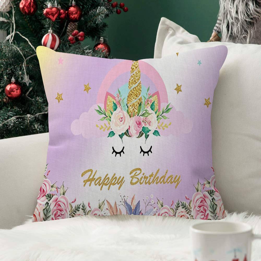 Unicorn Birthday Decor Rainbow Comfortable Pillow anime Case for cute Sofa Living Room Home office Decor Protective Covers