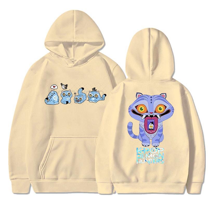 K-pop Охотники на демонов Толстовка с капюшоном Пуловер с тигром для мужчин женщин Милый мультяшный тигр Классический уличный стиль Худи Топы