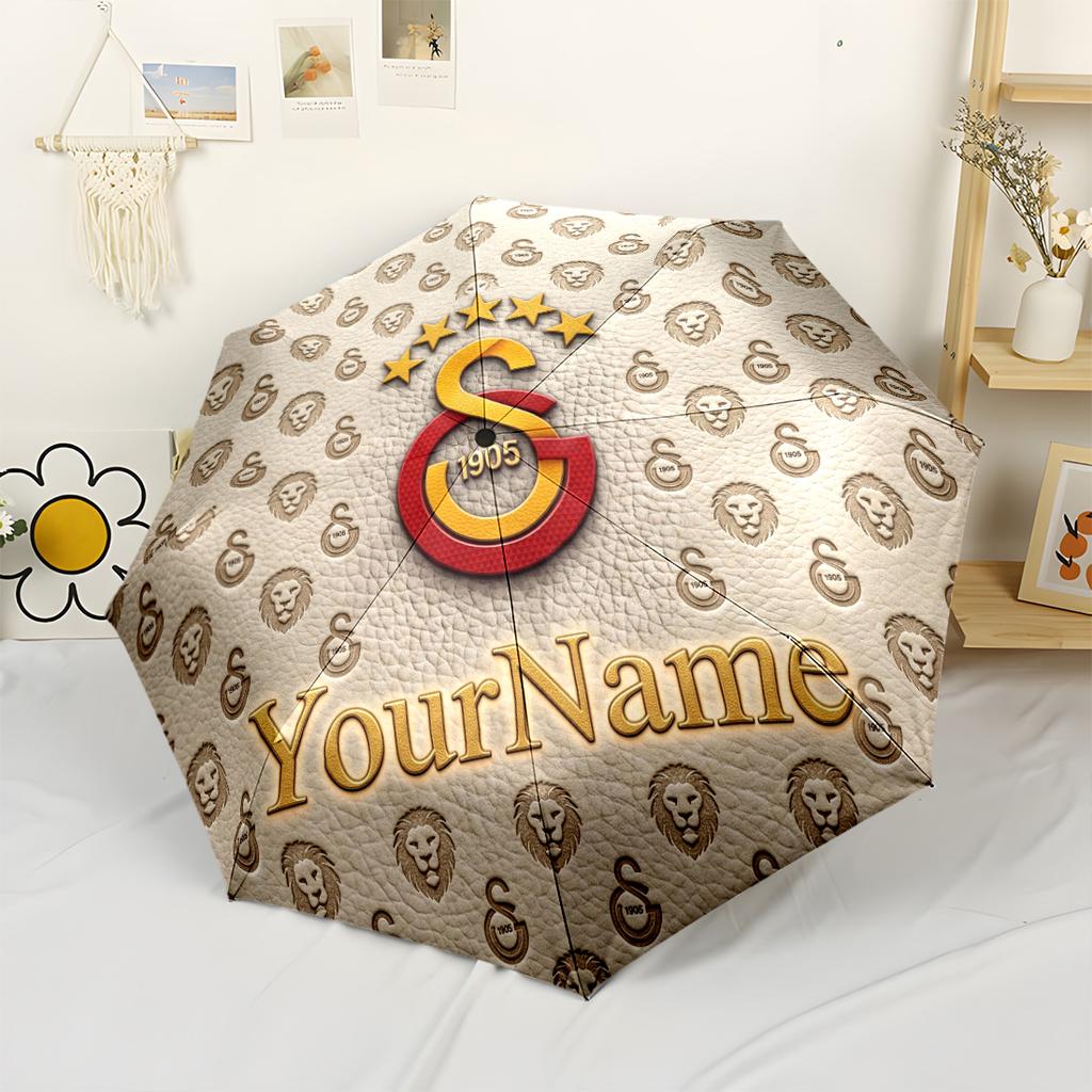 Galatasaray1 Personalized Text Umbrella Outdoor Automatic Umbrella Sturdy 8-Rib Shaft Compact Design All-Season Travel Fashionable Wedding Party Gift