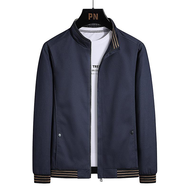 Spring and Autumn Middle-aged Men's Business Casual Cotton Jacket Men's Clothing Middle-aged and Elderly Stand-up Collar Jacket Dad On Clothes