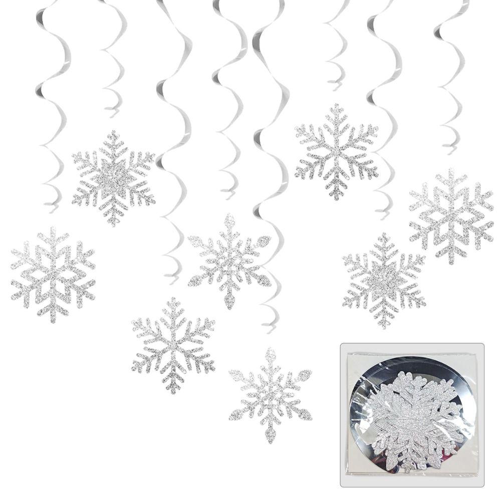 8pcs Swirl Snowflake Hanging Ornament Ceiling Streamers Spirals Hanging Accent  Christmas Tree