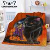 Witch Black Cat Halloween Throw Blanket Cat Mysterious Divination Witchcraft Lucifer Portable Flannel Blanket for Bedding Travel
