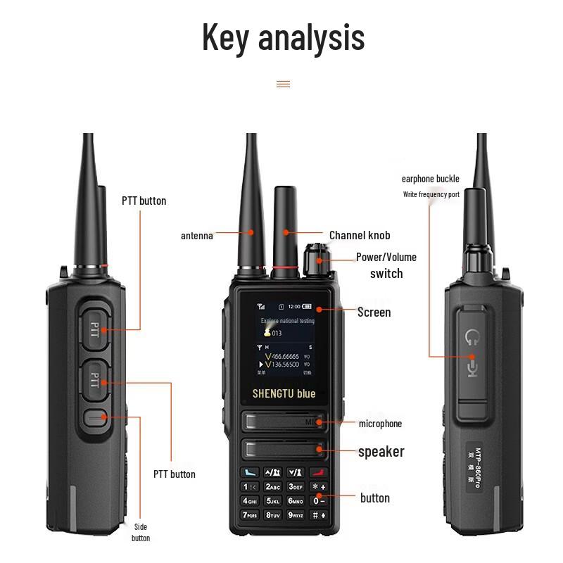 Двухдиапазонная рация SHENGTUO MTP-860Pro с двумя режимами (Китайская версия)