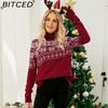 Autumn/Winter Jacquard Pullover Red Turtleneck Christmas Sweater Snowflake Knit Base Layer