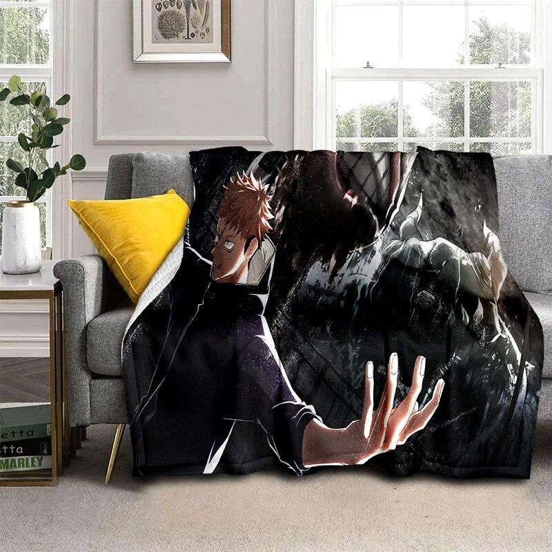 Jujutsu Kaisen Anime Itadori Yuji Blanket,Soft Throw Blanket for Home Bedroom Bed Sofa Picnic Travel Office Cover Blanket Kids