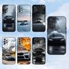 Черный стильный автомобильный чехол для телефона B-BMW для Samsung S25, S24, S23, S22, S21, S20, S10, Ultra, Plus, Lite, FE, Мягкий силиконовый черный чехол