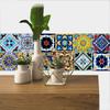 16pcs Retro Moroccan Tiles Wall Sticker Kitchen Backsplash Cupboard Bathroom Decoration Waterproof Self-adhesive Art Wall Decals