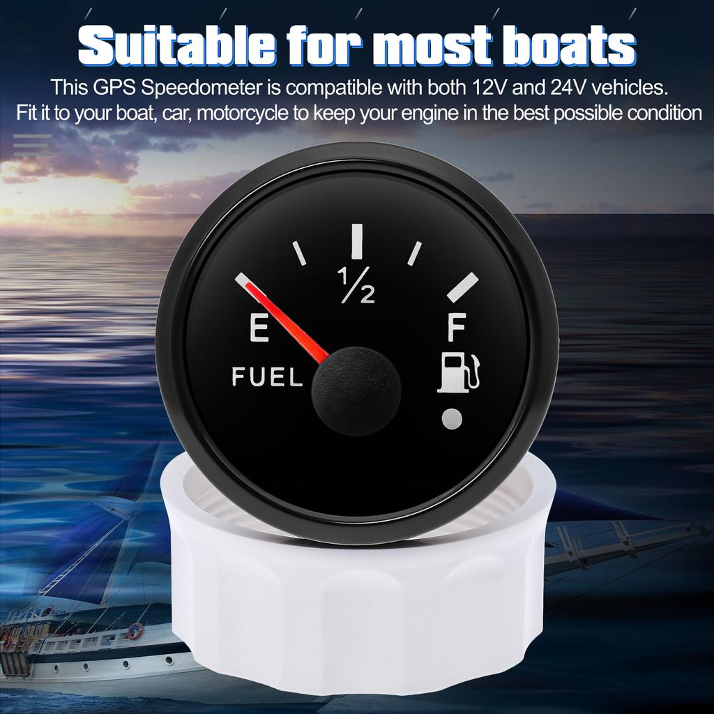 Waterproof IP67 52mm Fuel Level Gauge+Oil Level Sensor 200mm 0-190OHM Red LED Oil Tank Meter with Alarm Car RV Camper 12V24V