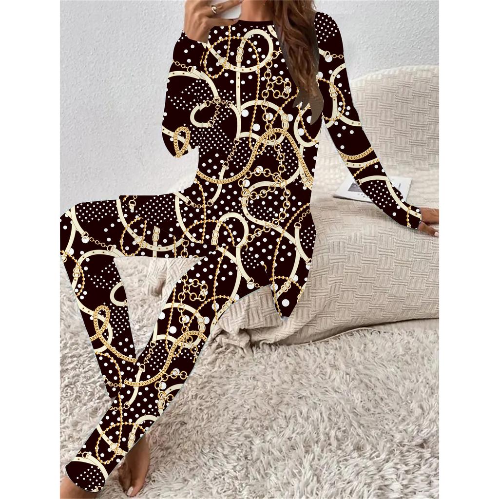 Евро-американская мода 3D принт под мрамор Женский всесезонный комплект из двух предметов: футболка с длинным рукавом + длинные брюки. Идеальный подарок на Новый год