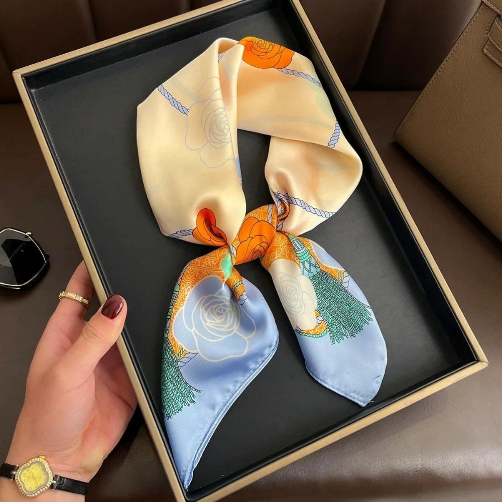 Модный бренд класса люкс 70 см шелковый квадратный шарф женский шейный платок женский бандана для волос платок шаль хиджаб эшарп