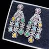 Luxury Multicolor Zircon Teardrop Necklace and Earrings Set for Women Elegant Crystal Jewelry for Wedding Party Evening Gown