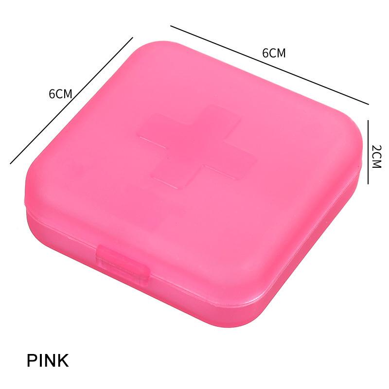 4Grids Cross Print Pill Box Portable Mini Plastic Pill Storage Pure Color Pocket Medicine Box Outdoor Home Pill Case