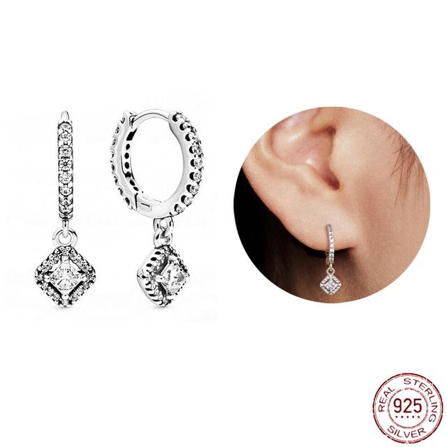 Серьги из стерлингового серебра 925 пробы, настоящее большое сердце, циркон, круглые серьги-кольца для женщин, модные серебряные серьги, ювелирные изделия, подарок