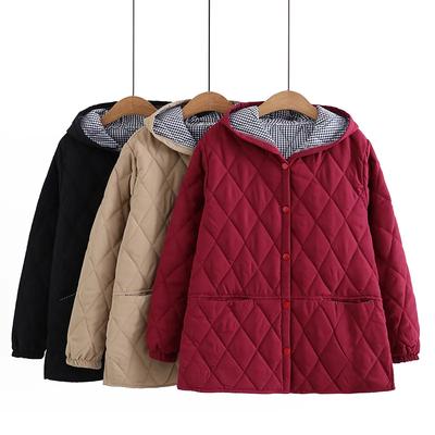 Женская однотонная свободная куртка с капюшоном большого размера для полных матерей среднего и пожилого возраста, осенняя повседневная куртка