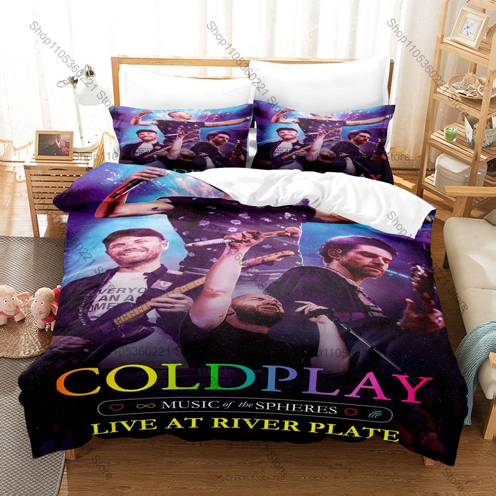 C-Красочный комплект постельного белья Coldplay с графическим принтом Покрывало с 2 наволочками Декор спальни для подростка-фаната рока