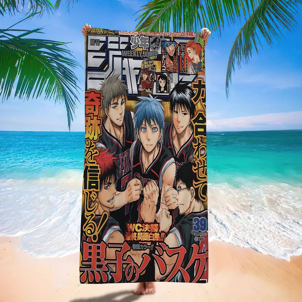 Баскетбольное аниме Kuroko Банное полотенце Микрофибра Мягкое Впитывающее Дышащее Для девочки Детей Декоративное Мультяшное Пляжное полотенце