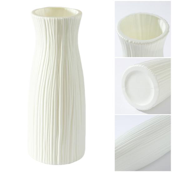 Imitation Ceramic Plastic Vase Budget-friendly Decorative Plastic White Vase Flower Arrangement Decoration