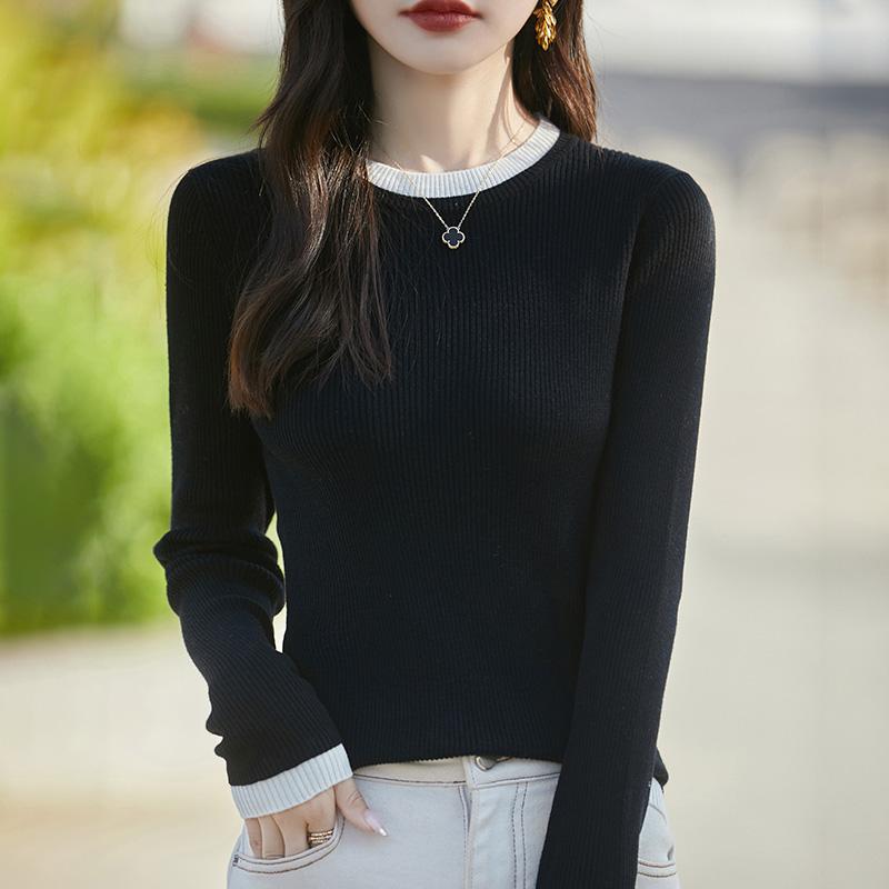 Women's Wool Sweater Qinghe Cashmere 50% Silk 50% Wool Autumn and Winter Wool Pullover Soft and Warm