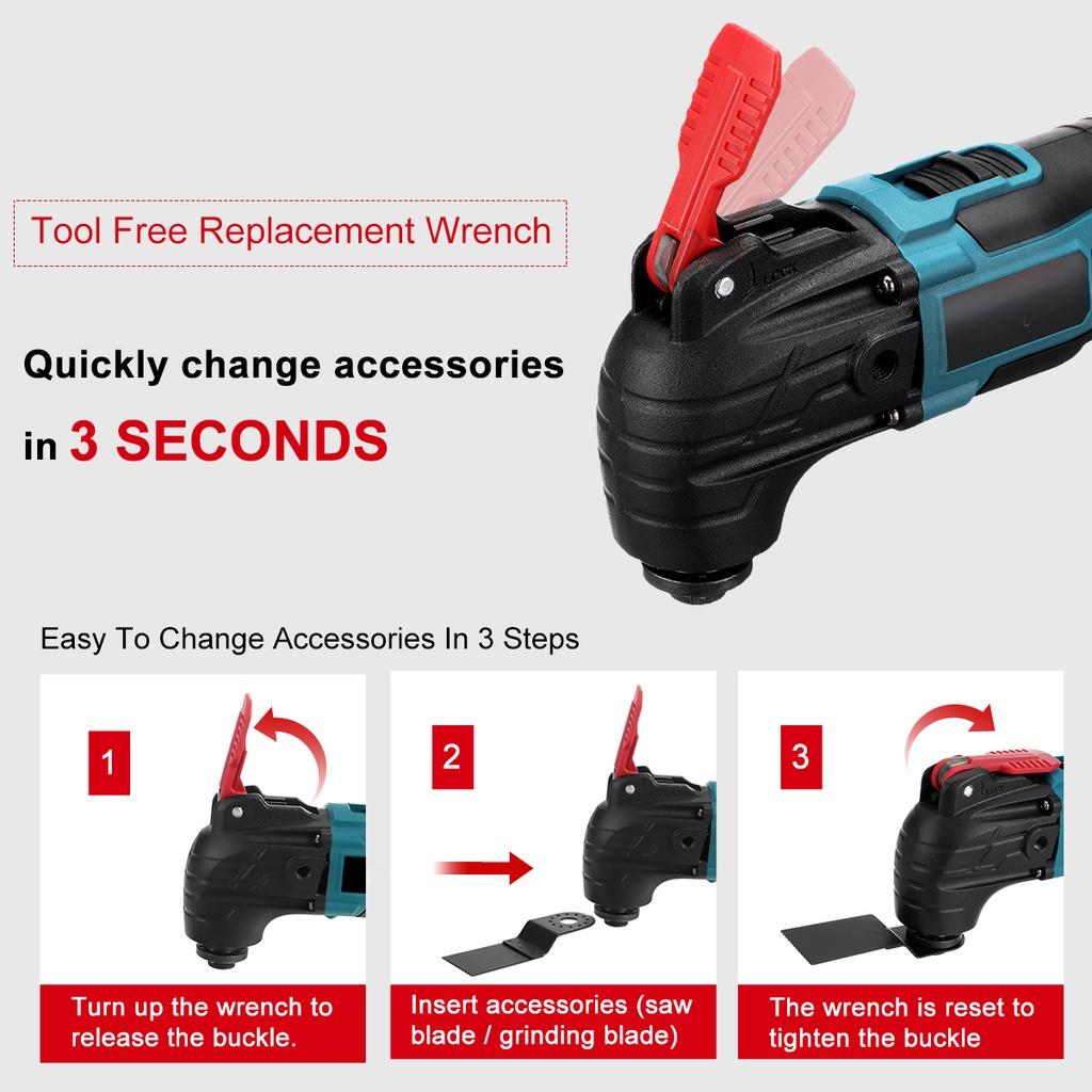 Electric Saw Electric Tool Multifunction Tool Oscillating Multi-Tools Variable 6-Speed Renovator Home Decoration Trimmer DC 18V