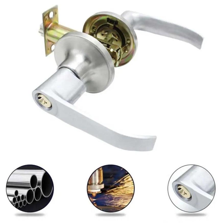 Серебристый Замок для Домашней Двери Трехполюсный Сферический Замок с Тремя Ручками-Планками Дверная Ручка Замок Ванная