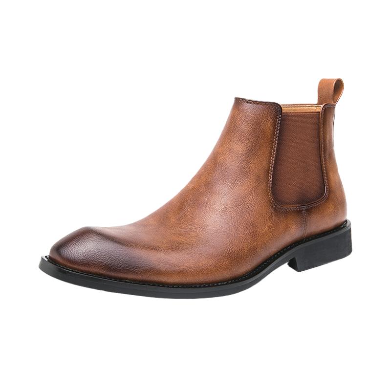 Модные ретро-модные мужские коричневые туфли с острым носком, кожаные ботинки челси, мужские туфли с высоким берцем для мужчин, обувь Zapatos De Vestir Hombre