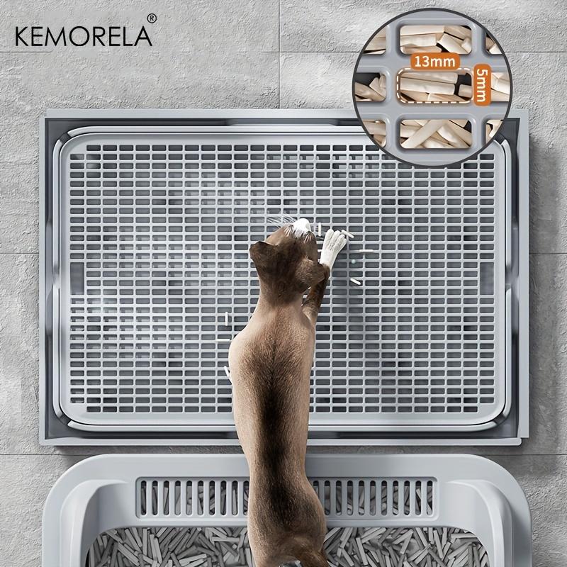 KEMORELA Очень большая нержавеющая стальная кошачья туалетная коробка с крышкой - Закрытый лоток с высокими бортиками, устойчивый, герметичный, коврик для кошачьего туалета