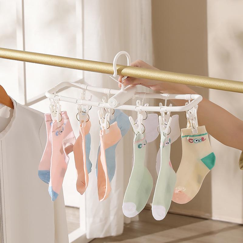 Портативная многофункциональная складная вешалка для одежды для путешествий - ветрозащитная конструкция для носков, нижнего белья и использования в общежитии