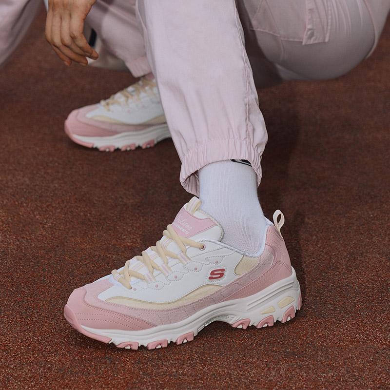 Skechers D'LITES 1.0 Женские Бело-Розовые Низкие Папины Кроссовки 149906-PKYL