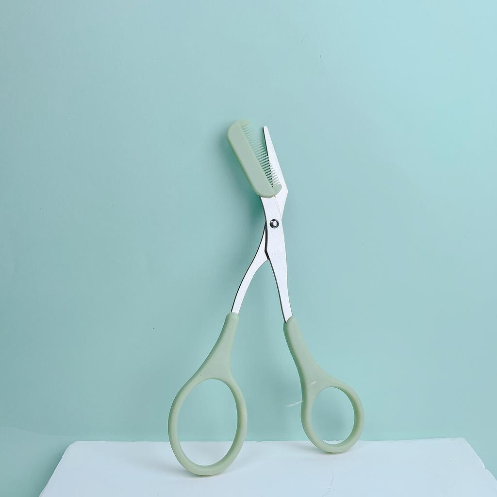 Pink Eyebrow Trimming Scissors with Built-in Comb - Stainless Steel, Precise Grooming Tool, Creating Perfect Eyebrows