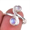 Natural Rainbow Moonstone Gemstone 925 Solid Silver Jewelry Ring Size 7.5 I6Q45