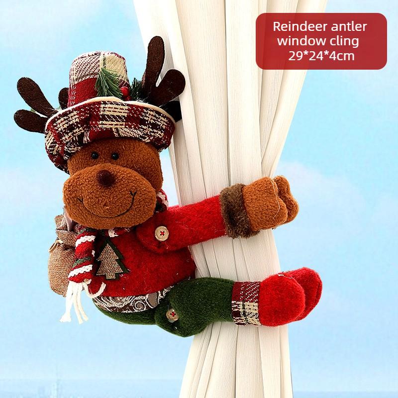 Santa Claus Curtain Decoration Dolls Christmas Plush Curtain Buckles window Decorations Suitable for Christmas Party Gifts