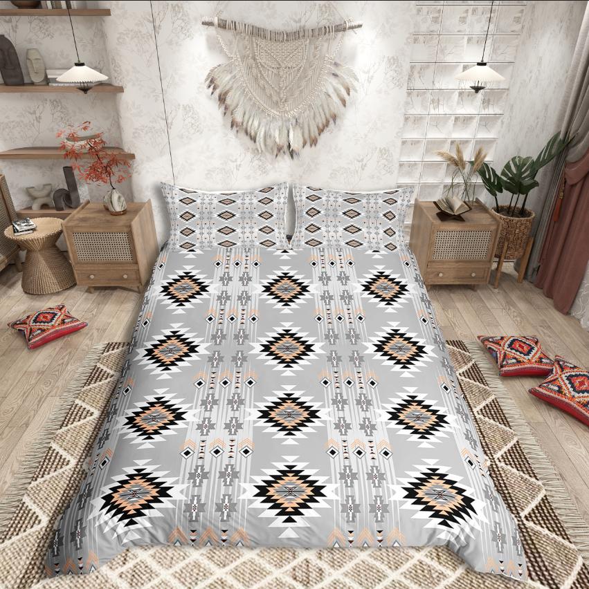 Homewish Tribal Aztec Duvet Cover Set,Bohemian Theme Bedding Set for Teens,exotic Style Decor