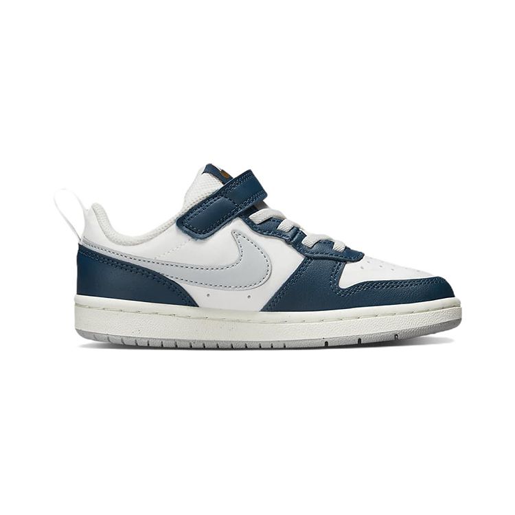 Nike Court Borough Low 2 PS Белые Валериановые Синие Детские Кроссовки Summit-White Pilgrim Pure-Platinum BQ5451-121