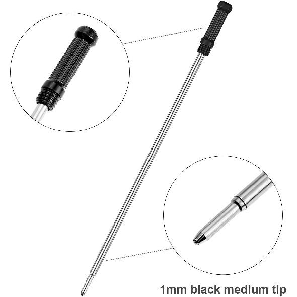 12 Pieces Ballpoint Pen Refills Replaceable Compatible with Cross Ballpoint 1.0 mm 4.5 Inch Smooth Writing Quick Drying Refill with Black Velvet Bag,
