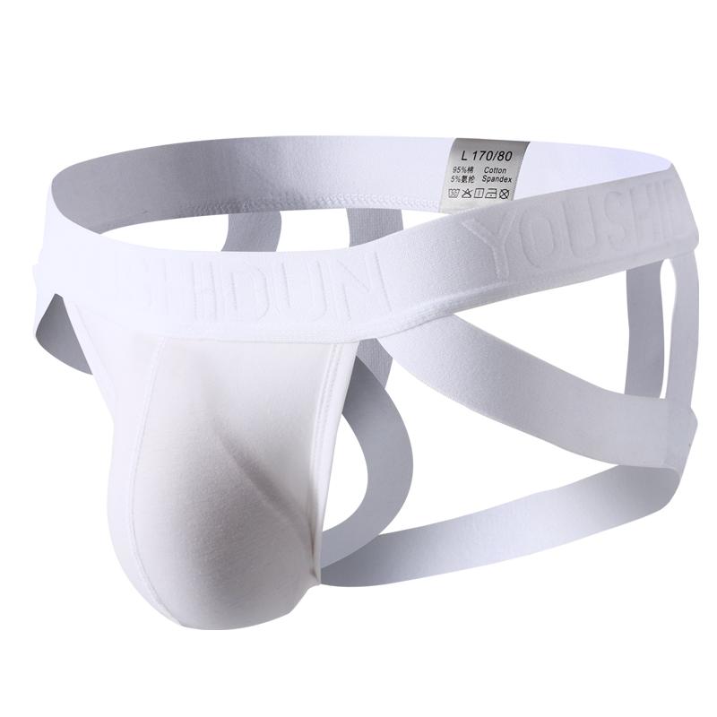 Мужские хлопковые трусы, нижнее белье, сексуальные стринги с бандажами