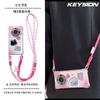 KEYSION Crossbody Strap Phone Case for HONOR X9c Smart 5G Cute Cartoon Long Lanyard Mirror Shockproof Cover for Huawei Honor X9c Smart