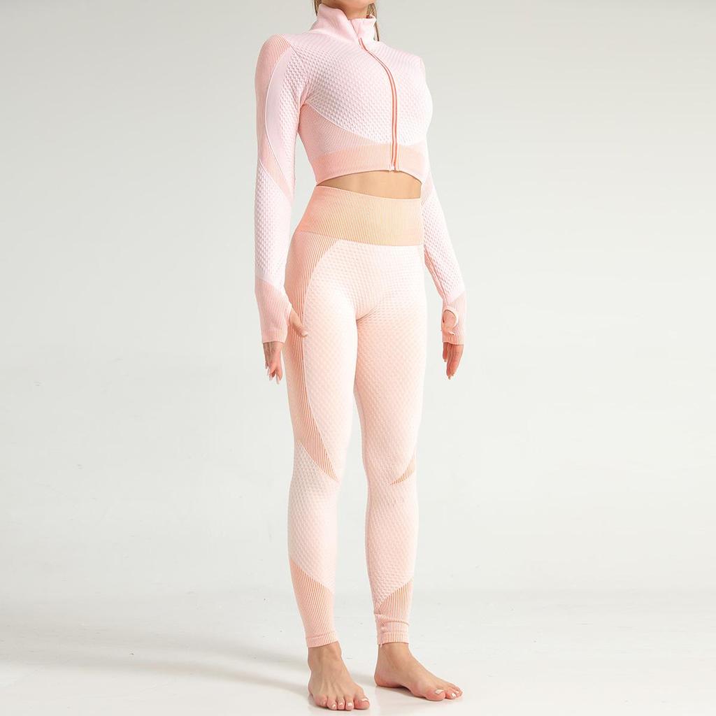 Европейский и американский бесшовный высокоэластичный костюм для йоги с длинным рукавом – женский фитнес-топ для подтяжки бедер