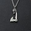 Wolves Head & Big Viking Axe Stainless Steel Pendent with Cord Leather Necklace,Viking Necklace, Norse Necklace, Norse Jewelry Axe Necklace