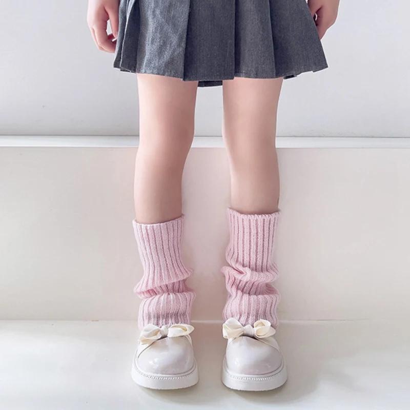 Sweet Girls Candy Color Korean Kids Leg Warmers Knitted Foot Cover Children Solid Autumn Winter Elastic Versatile Elephant Socks