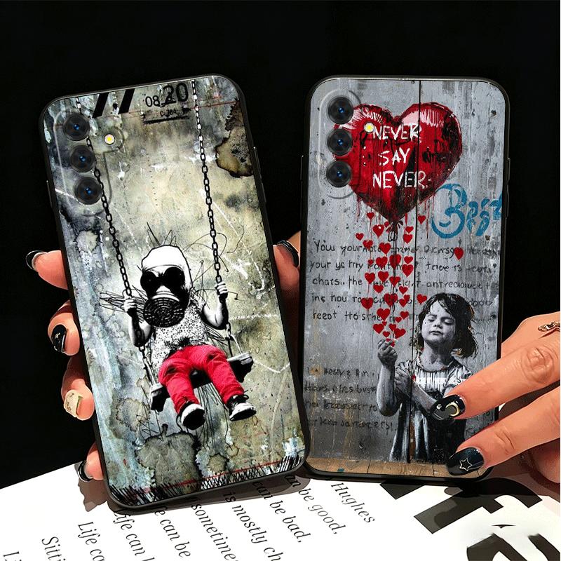 B-Banksy Art Graffiti Artist Soft Phone Case for Samsung A17 A37 A57 A16 A26 A36 A56 A15 A25 A35 A55 A14 A24 A34 A54 A13 A23 A33