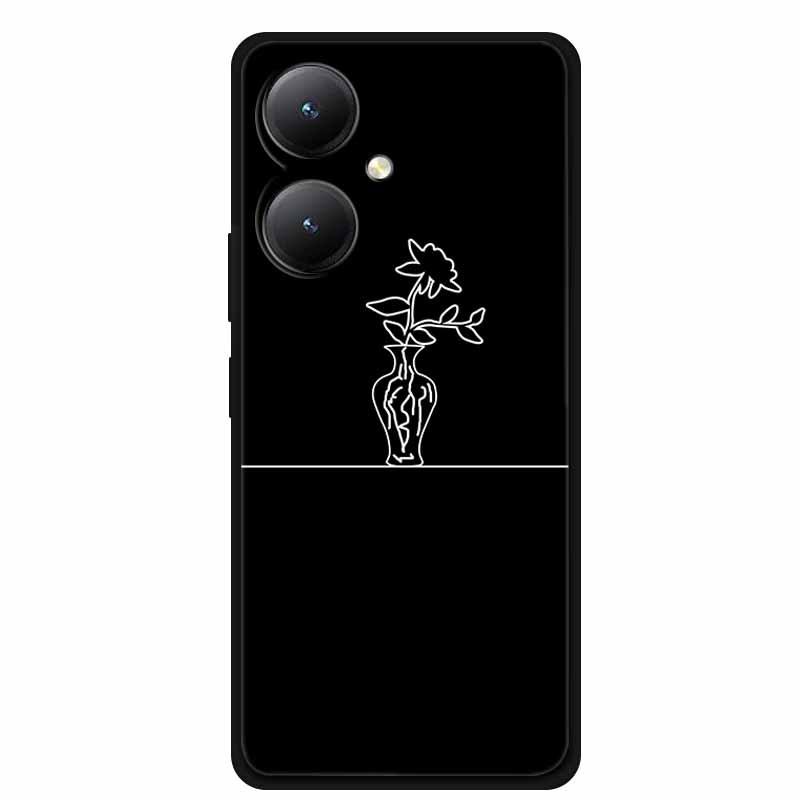 Черный мягкий чехол из ТПУ для телефонов Y27 4G, Y35, Y35m+, Y55T 5G - Дизайн с перекрестными линиями