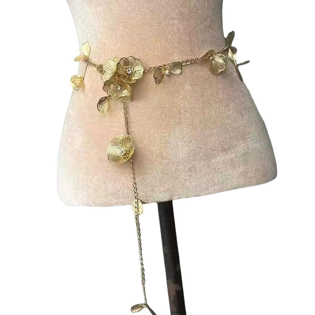 Elegant Flower Butterfly Pearl Waist Chain Multilayer/Single Layer Body Chain Decorative Belly Decor for Fashion Women